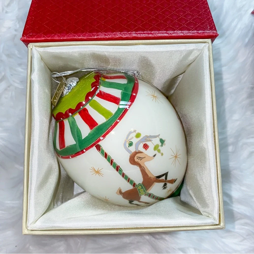 Pier 1 Li Bien Reindeer Carousel Glass Ornament 2017